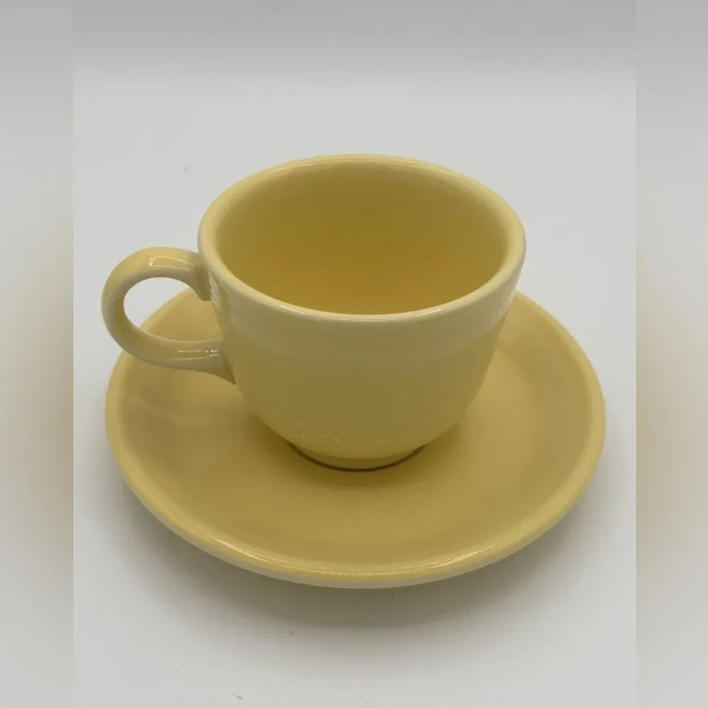 Fiestaware Yellow Teacup and Saucer Fiesta Retired Pale Yellow Tea Cup